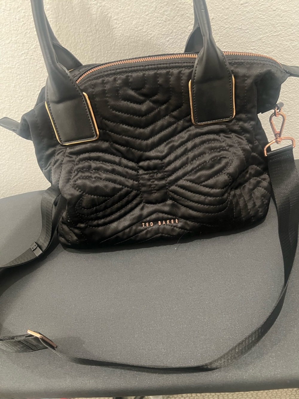 Ted Baker Black Quilted Bow-Accent Cross body Bag